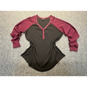 Torrid Waffle V-Neck Henley Raglan Long Sleeve Tee Size 0 (Large) EUC